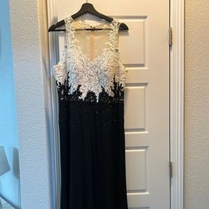 Elegant sequined black & white gown